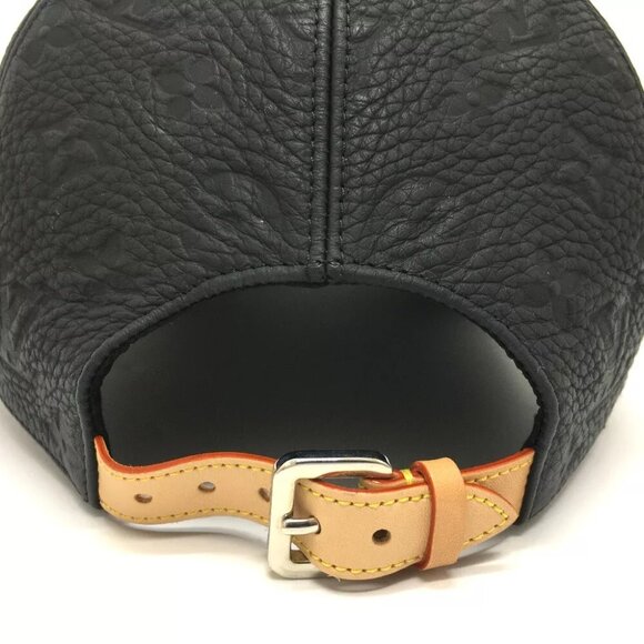 LOUIS VUITTON MP2605 Monogram Newsboy cap 1.1 Leather Cap Hat Black - Picture 7 of 8